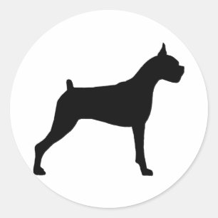 Pegatina Redonda Silueta del perro del boxeador
