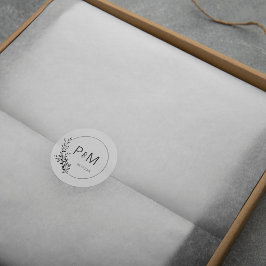 Pegatina Redonda Silueta elegante de hojas