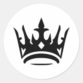 Pegatina Redonda Silueta elegante de la corona en monocromo