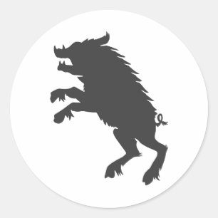 Pegatina Redonda Silueta medieval de Black Boar