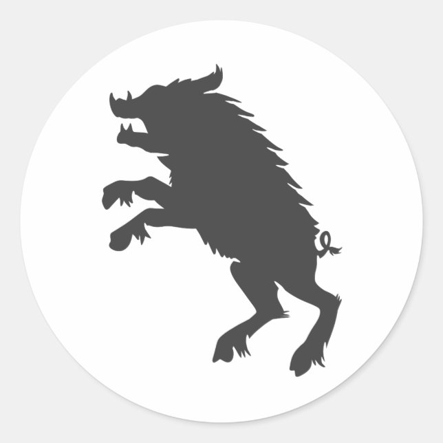 Pegatina Redonda Silueta medieval de Black Boar (Anverso)