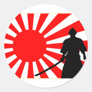 Pegatina Redonda Silueta Samurai.