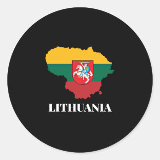 Pegatina Redonda silueta y bandera de Lituania