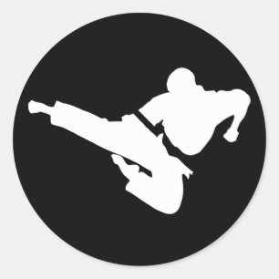 Pegatina Redonda siluetas de artes marciales
