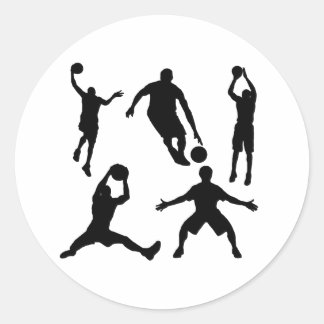 Pegatina Redonda Siluetas de baloncesto