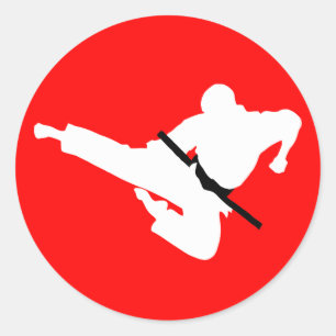 Pegatina Redonda siluetas de los artes marciales