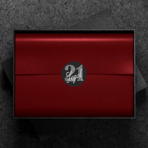 Pegatina Redonda Silver 21 y Legal   Gris mínimo 21 cumpleaños