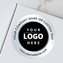 Pegatina Redonda Silver Black Business Logo Shipping Promotional