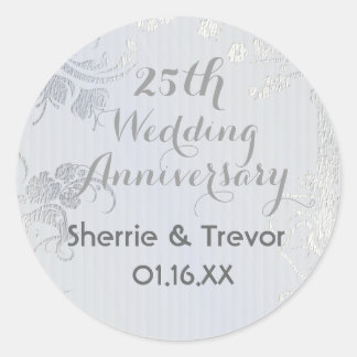Pegatina Redonda Silver Glimmer Save the Date