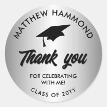 Silver Graduating Class Thank You Grad Cap