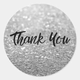 Pegatina Redonda Silver Purpurina Trendy Gracias