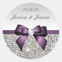 Silver Sequins Morple Bow y Diamond Boda