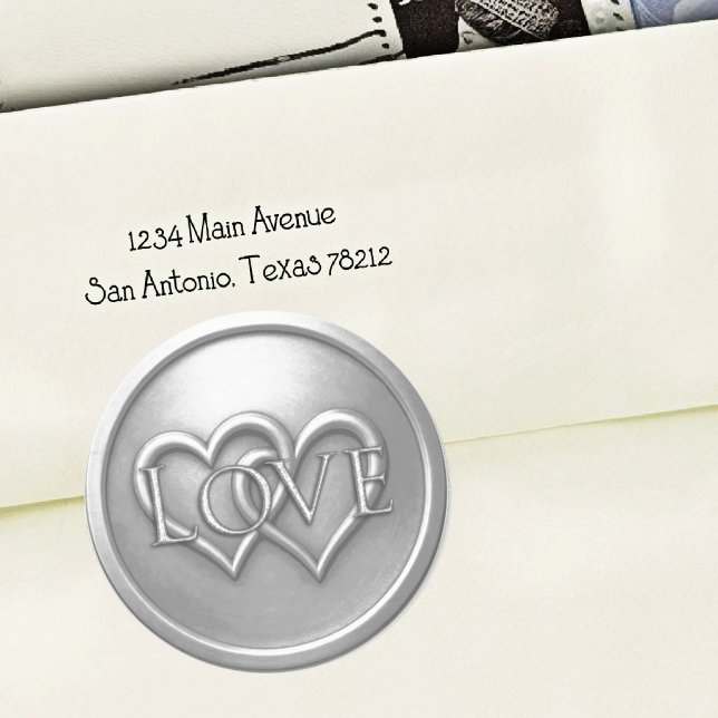 Pegatina Redonda Silver Two Hearts Intertwined Wedding (Subido por el creador)