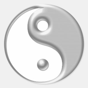 Pegatina Redonda Silver Ying Yang