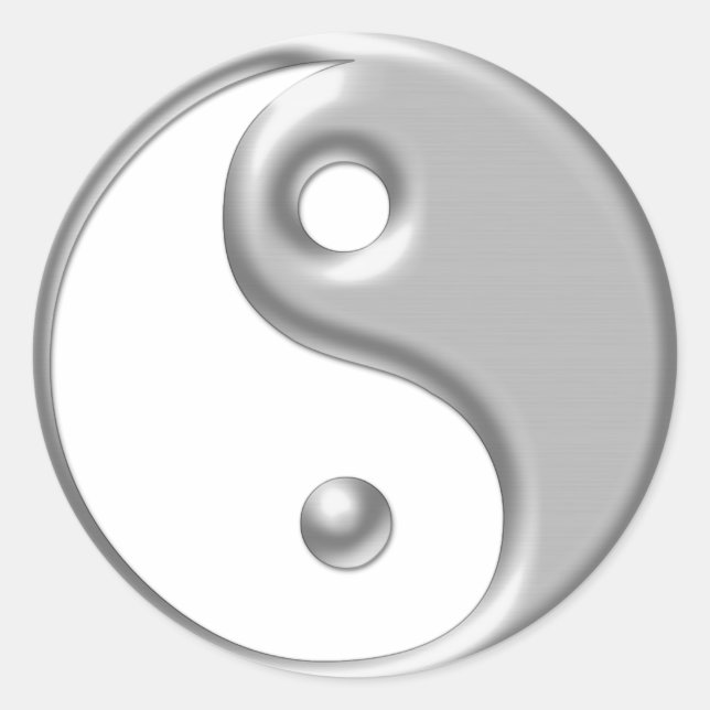 Pegatina Redonda Silver Ying Yang (Anverso)