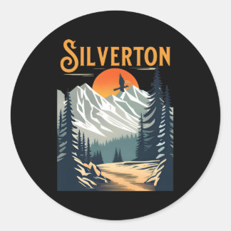Pegatina Redonda Silverton Hiking