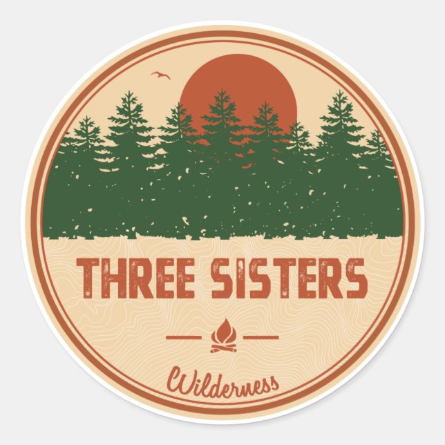 Pegatina Redonda Silvestre de tres hermanas (Anverso)