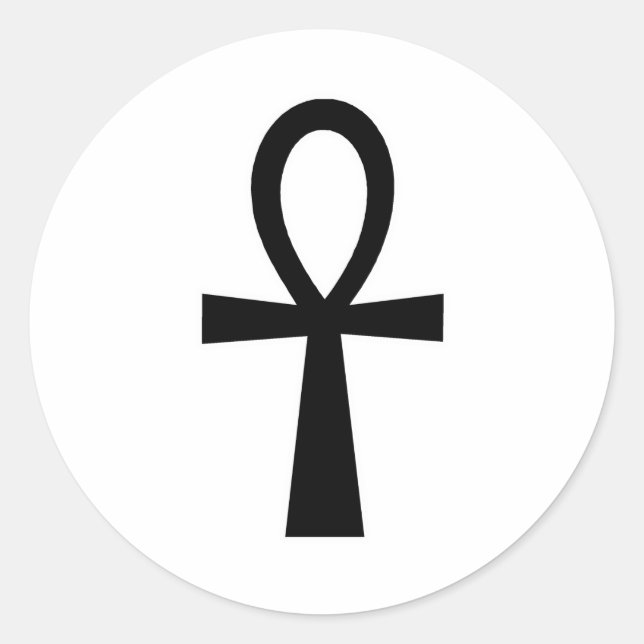 Pegatina Redonda Símbitos jeroglíficos ankh egipcios Llave de vida  (Anverso)