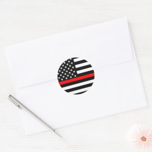 Pegatina Redonda Simbólico Thin Red Line American Flag gráfico en u