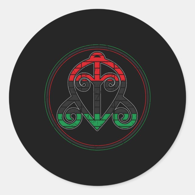 Pegatina Redonda Símbolo Adinkra O Símbolo De África Occidental O S (Anverso)
