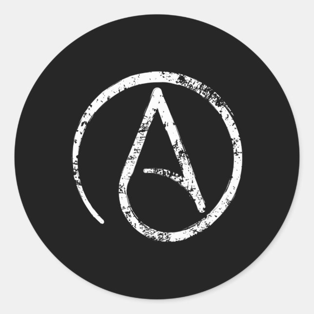 Pegatina Redonda Símbolo ateo estético huista secular (Anverso)