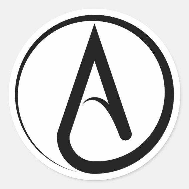 Pegatina Redonda Símbolo ateo negro (Anverso)