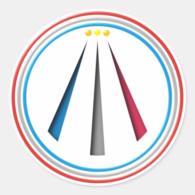 Pegatina Redonda Símbolo Awen Neo druida bardo (Anverso)