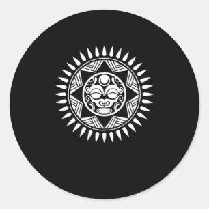 Pegatina Redonda Símbolo azteca Sun Guerrero Maya Inca Regalo