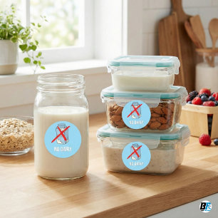 Pegatina Redonda Símbolo Azul para Niños Sin Alergia a la Leche Ale