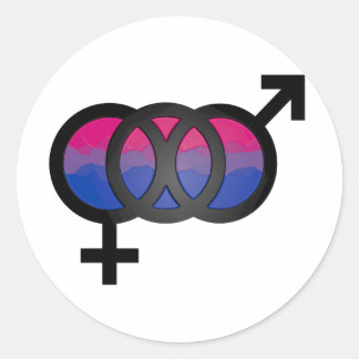 Pegatina Redonda Símbolo bisexual 3D