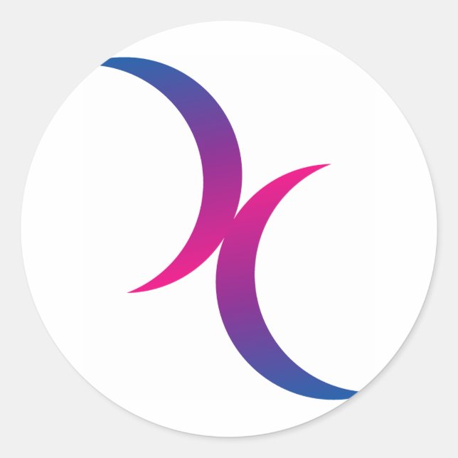 Pegatina Redonda Símbolo bisexual de la luna (Anverso)
