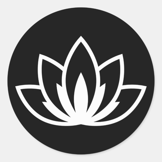 Pegatina Redonda Símbolo blanco de flor de Lotus - Ronda clásica S (Anverso)