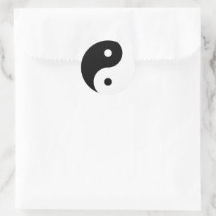 Pegatina Redonda símbolo blanco negro de yin yang