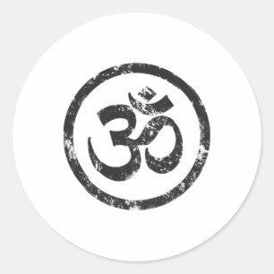 Pegatina Redonda Símbolo budista Om Budismo genial Yoga Tao Zen Hom