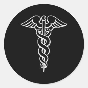 Pegatina Redonda Símbolo Caduceo Enfermero Médica Médico Rn Np Hosp