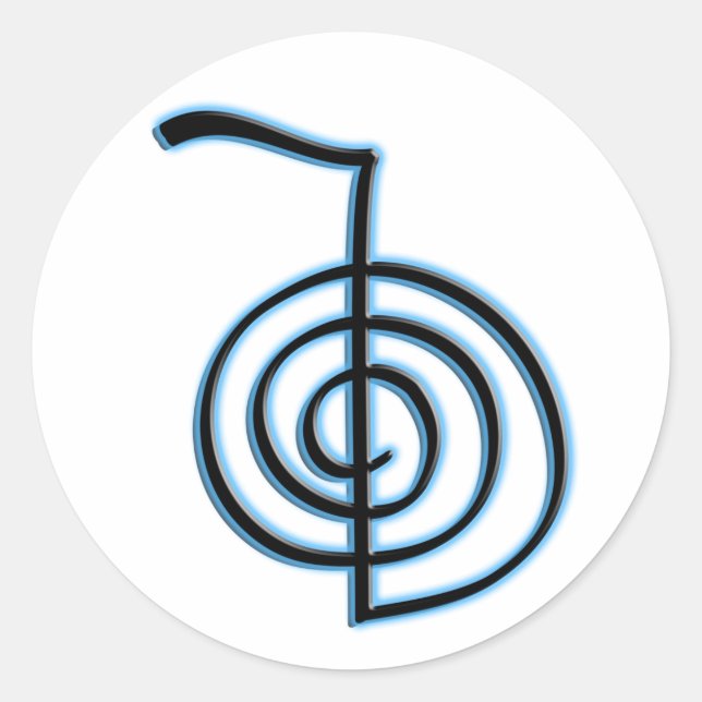 Pegatina Redonda Símbolo Cho Ku Rei Reiki (Anverso)