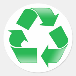Pegatina Redonda Símbolo clásico de reciclaje de reciclaje