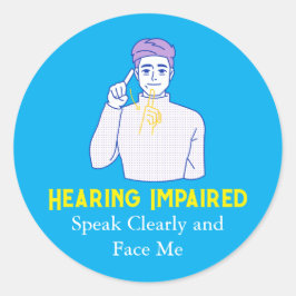 Pegatina Redonda Símbolo con problemas de audición