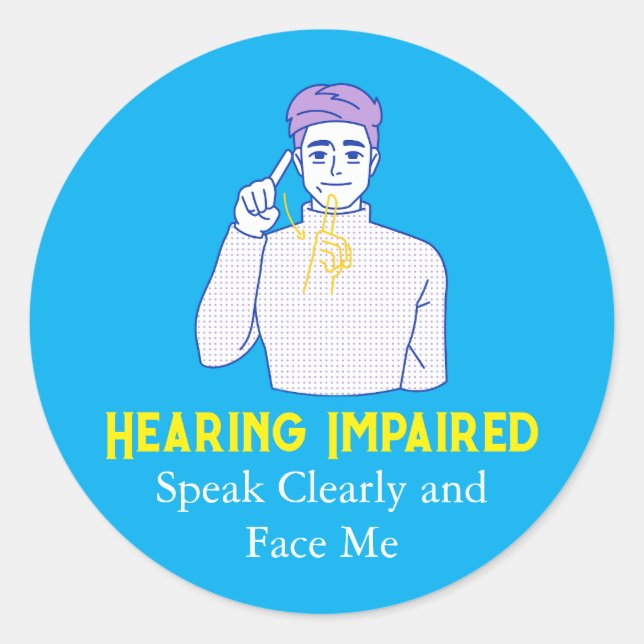 Pegatina Redonda Símbolo con problemas de audición (Anverso)