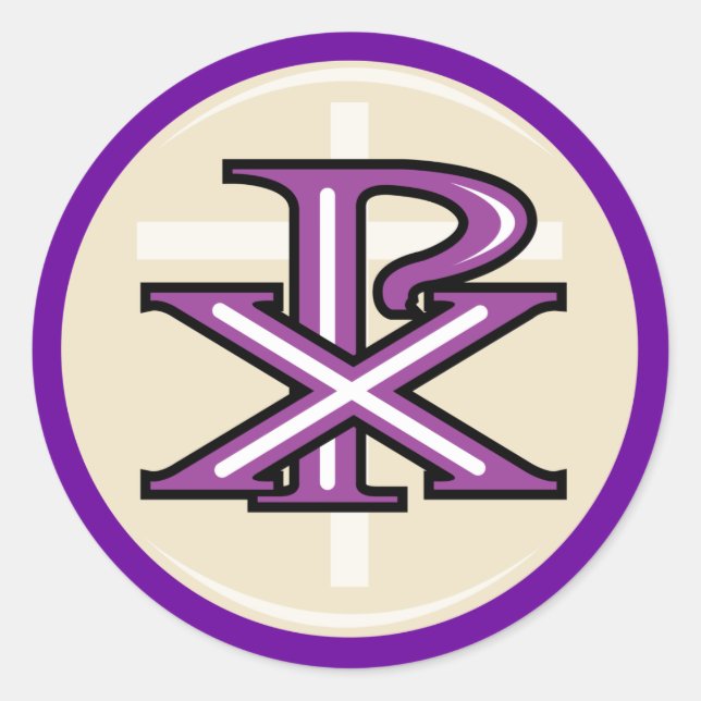 Pegatina Redonda Símbolo cristiano (Anverso)