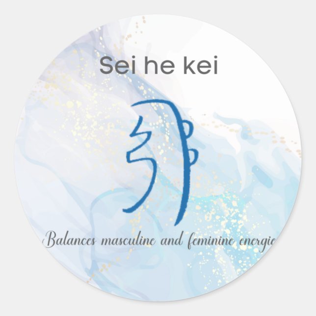 Pegatina Redonda Símbolo curativo Sei He Ki Reiki (Anverso)