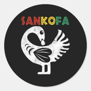 Pegatina Redonda Símbolo de Adinkra Sankofa Junetdecia Ghana