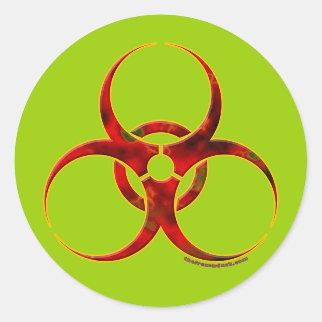 Pegatina Redonda Símbolo de advertencia de riesgo biológico (Anverso)