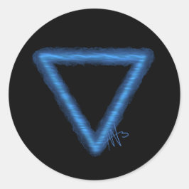 Pegatina Redonda Símbolo de alquimia de elemento de agua ondulada