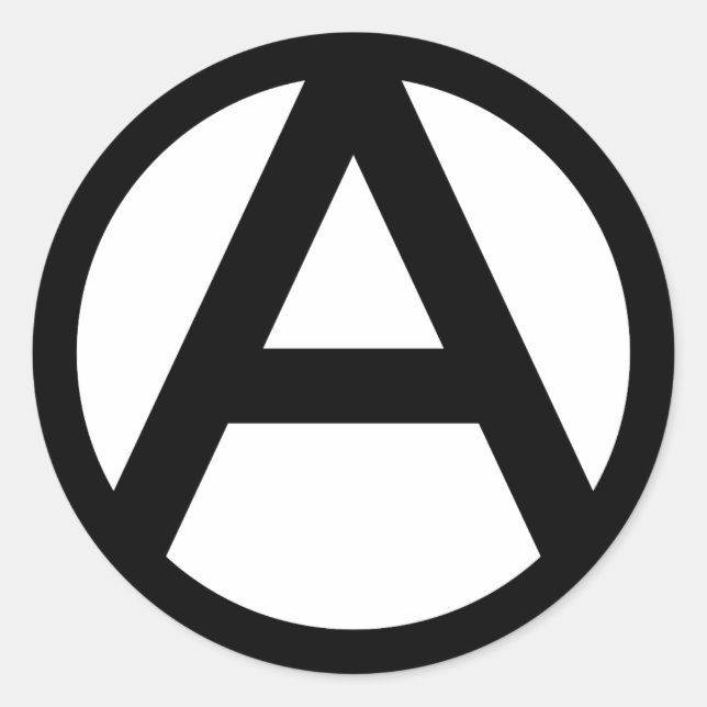 Pegatina Redonda Símbolo de anarquía (Anverso)