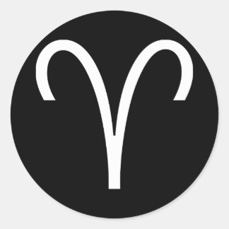 Pegatina Redonda Símbolo de Aries Carnero Signo del Zodiaco