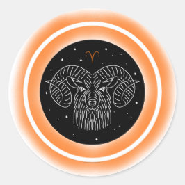 Pegatina Redonda Símbolo de Aries – Emblema de astrología minimalis