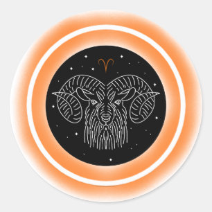 Pegatina Redonda Símbolo de Aries – Emblema de astrología minimalis