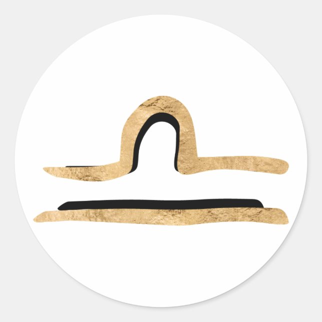 Pegatina Redonda Símbolo de astrología zodiac de textura de oro neg (Anverso)