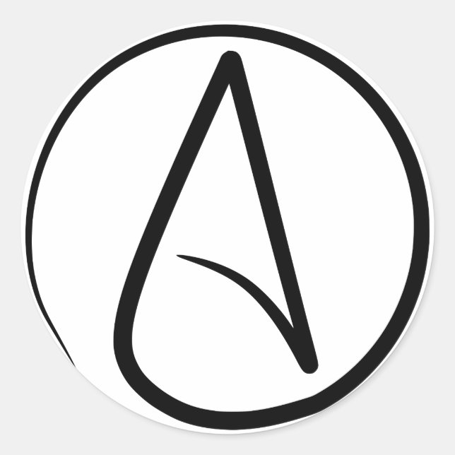 Pegatina Redonda Símbolo de ateísmo (Anverso)